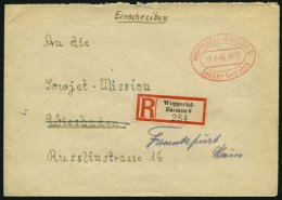 ALL. BES. GEBÜHR BEZAHLT WUPPERTAL-BARMEN, 3.6.46, Roter Ellipsenstempel Gebühr Bezahlt Auf Einschreibbrief , - Sonstige & Ohne Zuordnung