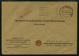 ALL. BES. GEBÜHR BEZAHLT WEIMAR 7, 21.2.46, Roter R2 Gebühr Bezahlt, Auf Prachtbrief - Sonstige & Ohne Zuordnung