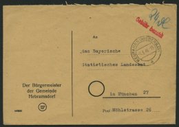 ALL. BES. GEBÜHR BEZAHLT NEUFAHREN INIEDERBAY, 1.3.46, Roter L1 Gebühr Bezahlt, Prachtbrief - Sonstige & Ohne Zuordnung