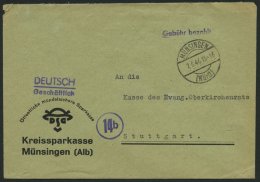 ALL. BES. GEBÜHR BEZAHLT MÜNSINGEN (WÜRTT), Violetter L1 Gebühr Bezahlt, Prachtbrief - Sonstige & Ohne Zuordnung