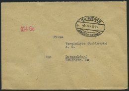 ALL. BES. GEBÜHR BEZAHLT KONSTANZ Gebühr Bezahlt, 6.11.47, Ellipsenstempel, Prachtbrief - Sonstige & Ohne Zuordnung