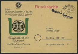 ALL. BES. GEBÜHR BEZAHLT KIRCHHEIMBOLANDEN, 2.4.46, R1 Gebühr Bezahlt, Prachtkarte - Sonstige & Ohne Zuordnung