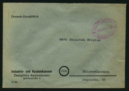 ALL. BES. GEBÜHR BEZAHLT KAISERSLAUTERN Gebühr Bezahlt, 10.1.48, Violetter Ellipsenstempel Mit 2 Sternen Und O - Other & Unclassified