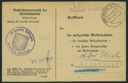 ALL. BES. GEBÜHR BEZAHLT HÖFINGEN (WÜRTT), 11.1.46, Violetter L1 Gebühr Bezahlt, Karte Feinst - Autres & Non Classés