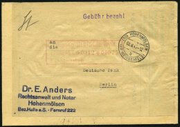 ALL. BES. GEBÜHR BEZAHLT HOHENMÖLSEN (KR WEISSENFELS), 2.8.45, Violetter L1 Gebühr Bezahl (t Fehlt), Bank - Other & Unclassified