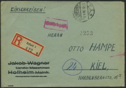 ALL. BES. GEBÜHR BEZAHLT ERFURT, 6.4.46, Roter R1 Gebühr Bezahlt, Einschreibbrief, Etwas Fleckig, Sonst Pracht - Sonstige & Ohne Zuordnung