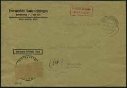 ALL. BES. GEBÜHR BEZAHLT DONAUESCHINGEN, 22.11.45, Roter R2 Gebühr Bezahlt Port Paye, Dienstbrief Pracht - Autres & Non Classés