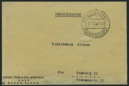 ALL. BES. GEBÜHR BEZAHLT BADEN BADEN GEBÜHR BEZAHLT, 17.12.47, Drucksache, Feinst - Sonstige & Ohne Zuordnung