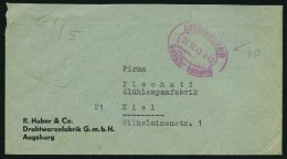 ALL. BES. GEBÜHR BEZAHLT AUGSBURG 2 R.P. Gebühr Bezahlt, 29.11.45, Roter Ellipsenstempel Auf Firmenbrief, Prac - Other & Unclassified