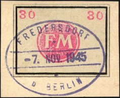 FREDERSDORF Sp 250 BrfStk, 1945, 30 Pf. Rahmengröße 38x28 Mm, Kleine Wertziffern, Mit Stempel Vom 7. November - Postes Privées & Locales