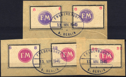 FREDERSDORF Sp 246-50 BrfStk, 1945, 5 - 30 Pf., Rahmengröße 38x28 Mm, Kleine Wertziffern, Prachtsatz Auf Brie - Postes Privées & Locales