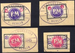 FREDERSDORF Sp 226-29 BrfStk, 1945, 5 - XII Pf., Rahmengröße 28x19 Mm, Große Wertziffern, Mit Stempeln - Postes Privées & Locales