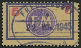 FREDERSDORF Sp 161FII O, 1945, 5 Pf., Rahmengröße 38x21 Mm, Mit Abart Oben Wertziffer Mittelrosa, Aufdruck Bl - Private & Local Mails