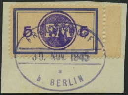 FREDERSDORF Sp 161FI BrfStk, 1945, 5 Pf., Rahmengröße 38x21 Mm, Mit Abart Aufdruck Bläulichviolett, Prac - Private & Local Mails