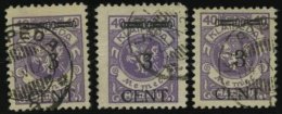 MEMELGEBIET 178I-III O, 1923, 3 C. Auf 40 M. Lebhaftgrauviolett, Type I-III, 3 Prachtwerte, Gepr. Huylmans - Klaipeda 1923