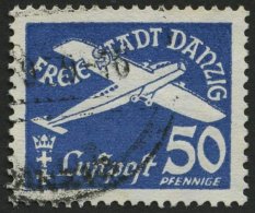 FREIE STADT DANZIG 301 O, 1939, 50 Pf. Flugpost, Pracht, Gepr. Gruber, Mi. 75.- - Autres & Non Classés