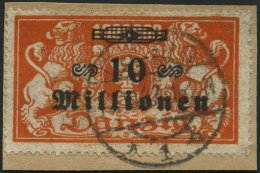 FREIE STADT DANZIG 168 BrfStk, 1923, 10 Mio. Auf 1 Mio. M. Rotorange, Normale Zähnung, Prachtbriefstück, Gepr. - Other & Unclassified