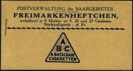 SAARGEBIET MH 1 **, 1924, Markenheftchen Landschaftsbilder, Pracht, R!, Mi. (2600.-) - Other & Unclassified