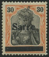 SAARGEBIET 16INI O, 1920, 80 Pf. Karminrot/grauschwarz Auf Mittelgraurot, Type I, Mit Plattenfehler Oberer Bogen Des A G - Sonstige & Ohne Zuordnung