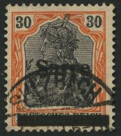 SAARGEBIET 10xID O, 1920, 30 Pf. Dunkelrotorange/schwarz Auf Chromgelb, Type I, Mit Plattenfehler Balkenteilung Senkrech - Other & Unclassified
