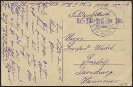 DT. FP IM BALTIKUM 1914/18 K.D. FELDPOSTSTATION NR. 33 * A, 12.9.16, Auf Ansichtskarte (Totalansicht Der Zerstörten - Lettland
