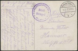 DT. FP IM BALTIKUM 1914/18 Feldpoststation Nr. 211, 4.5.17, Mit Tarnstempel DEUTSCHE FELDPOST ***, Auf Farbiger Ansichts - Lettonie