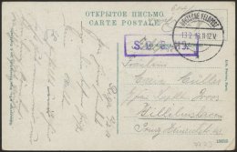 DT. FP IM BALTIKUM 1914/18 77. Reserve-Division, 13.2.18, Mit Tarnstempel DEUTSCHE FELDPOST * Auf Farbiger Ansichtskarte - Lettland