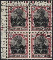 POSTGEBIET OB.OST 10aWOR O, 1916, 40 Pf. Rötlichkarmin/schwarz, Walzendruck 1`4`1/2`3`2 Im Viererblock Aus Der Ober - Autres & Non Classés