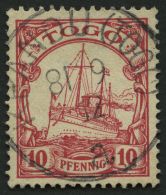 TOGO 9 O, KPANDU (TOGO) A, 8.9.12, Zentrisch Auf 10 Pf. Karmin, Ohne Wz., Kleine Dünne Stelle Sonst Pracht, R!, Gep - Togo