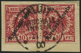 MARSHALL-INSELN 3I Paar BrfStk, 1897, 10 Pf. Jaluit-Ausgabe Im Waagerechten Paar, Prachtbriefstück, Gepr. Jäsc - Marshall-Inseln