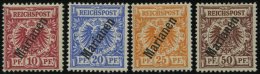 MARIANEN 3-6IIa *, 1900, 10 - 50 Pf. Steiler Aufdruck, Falzreste, 4 Prachtwerte, Mi. 205.- - Mariana Islands