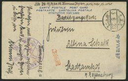 KIAUTSCHOU KURUME, 1916, Ansichtskarte Nach Regensburg, Mit Violettem Lagersiegel B Und Rotem Japanischen L1, Pracht - Kiauchau