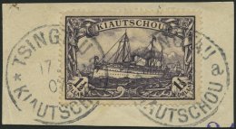 KIAUTSCHOU 36IAa BrfStk, 1905, 11/2 $ Schwarzviolett, Mit Wz., Friedensdruck, Kleiner Zahnfehler Sonst Prachtbriefst&uum - Kiautschou