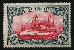 KIAUTSCHOU 17 *, 1901, 5 M. Grünschwarz/bräunlichkarmin, Falzreste, Pracht, Gepr. Bothe, Mi. 250.- - Kiautschou