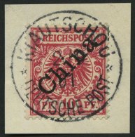 KIAUTSCHOU V 3I BrfStk, 1901, 10 Pf. Diagonaler Aufdruck, Idealer Stempel KIAUTSCHOU DP **, Kabinettbriefstück, R! - Kiautchou