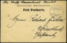 DSWA KARIBIB, 22.4.15, Feldpostkarte Nach Windhoek, Pracht - German South West Africa