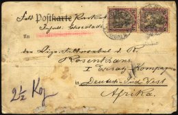 DSWA DR 76 Paar BRIEF, 1905, 50 Pf, Germania Im Senkrechten Paar (obere Marke Beschädigt) Auf Paketadresse Nach Deu - Deutsch-Südwestafrika