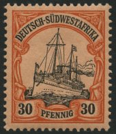 DSWA 16 *, 1901, 30 Pf. Rötlichorange/rotschwarz Auf Mattgelblichorange, Ohne Wz.,Falzreste, Pracht, Mi. 90.- - Deutsch-Südwestafrika