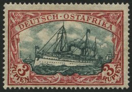 DEUTSCH-OSTAFRIKA 39IIAd *, 1919, 3 R. Schwärzlichkarminrot/grünschwarz, Mit Wz., Kriegsdruck, Gezähnt A, - German East Africa