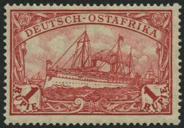 DEUTSCH-OSTAFRIKA 38IIB *, 1915, 1 R. Dunkelrot, Mit Wz., Kriegsdruck, Gezähnt B, Falzrest, Pracht, Mi. 60.- - Deutsch-Ostafrika