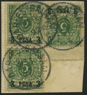 DEUTSCH-OSTAFRIKA 2I Paar BrfStk, 1893, 3 P. Auf 5 Pf. Opalgrün, Senkrechtes Paar Und Einzelmarke (oben Mit Steg) A - Deutsch-Ostafrika