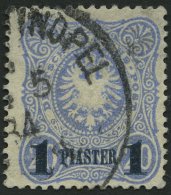 DP TÜRKEI 3b O, 1884, 1 PIA. Auf 20 Pf. Violettultramarin, Aufdruck Blauschwarz, Normale Zähnung Pracht, Mi. 9 - Turquie (bureaux)