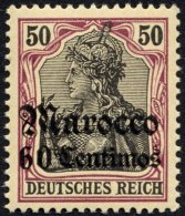 DP IN MAROKKO 28 **, 1905, 60 C. Auf 50 Pf., Ohne Wz., Postfrisch, Pracht, Gepr. Bothe, Mi. 70.- - Morocco (offices)