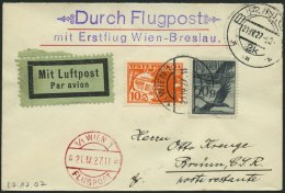 ERST-UND ERÖFFNUNGSFLÜGE 27.17.07 BRIEF, 21.4.1927, Wien-Brünn, Prachtbrief - Zeppelins