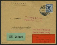 ERST-UND ERÖFFNUNGSFLÜGE 26.24.02 BRIEF, 12.4.1926, München-Halle, Prachtbrief - Zeppeline