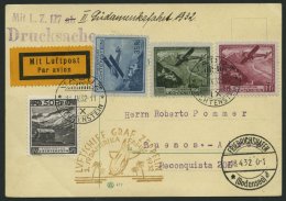 ZULEITUNGSPOST 150 BRIEF, Liechtenstein: 1932, 3. Südamerikafahrt, Drucksache, Prachtkarte - Zeppeline