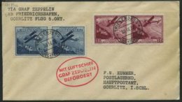 ZULEITUNGSPOST 91Ba BRIEF, Liechtenstein: 1930, Fahrt Nach Görlitz, Frankiert Mit Mi.Nr. 111 Und 113 Je Im Waagerec - Airmail & Zeppelin