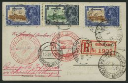 ZULEITUNGSPOST 326Bb BRIEF, Gibraltar: 1935, 15. Südamerikafahrt, Nachbringeflug Ab Berlin, Einschreibkarte, Pracht - Zeppeline