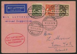 ZULEITUNGSPOST 202 BRIEF, Dänemark: 1933, 1. Südamerikafahrt, Gute Frankatur, Einschreibkarte, Feinst - Zeppelins