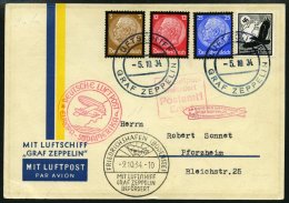 ZEPPELINPOST 277D BRIEF, 1934, 9. Südamerikafahrt, Bordpost Der Rückfahrt Und Bordstempel, Prachtkarte - Zeppeline